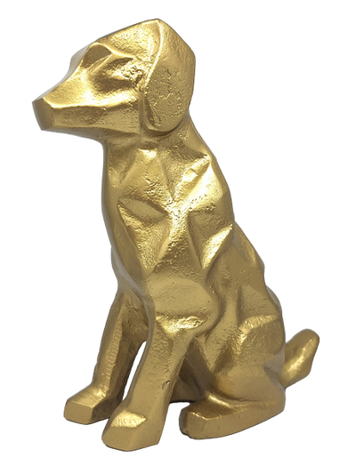 Figura decorativa dorada perro DOG2 con posibilidad de personalización con grabado