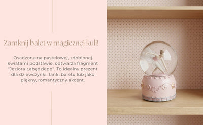 Bailarina de Ballet Bailando en Bola de Cristal de 12 cm con Posibilidad de Personalización con Grabado - Decoración Pastel Elegante para Regalo a Amantes del Ballet, Hecha de Poliresina y Vidrio