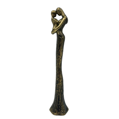 Figura moderna de madre con niño en dorado con grabado personalizado - altura 27 cm - regalo ideal para el Día de la Madre, cumpleaños o inauguración - estilo glamour con elementos en negro - polyresina