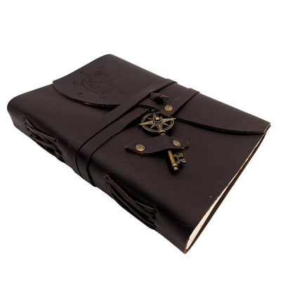 Cuaderno de cuero retro Rosa de los Vientos de 200 páginas con posibilidad de personalización con grabado