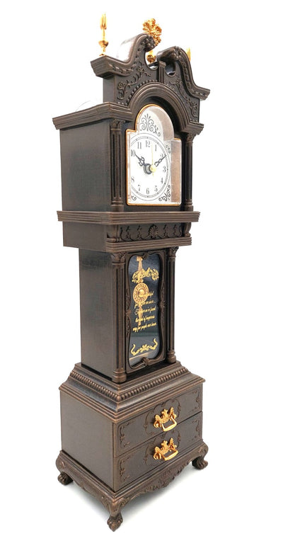 Reloj de abuelo retro con caja de música y grabado personalizado, elegante joyero para pequeños objetos, altura 37,5 cm, regalo ideal estilo vintage