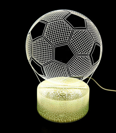 Lámpara nocturna Balón con posibilidad de personalización con grabado - Regalo ideal para amantes del fútbol - 17 cm de altura - 3 colores para elegir - Alimentación por USB o 3 pilas AAA
