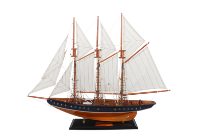 Modelo de goleta Atlantic de 72 cm - réplica del barco legendario con opción de grabado personalizado - regalo ideal para amantes de la navegación - hecho de madera con velas de tela