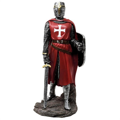 Figura de caballero cruzado de poliresina de 30 cm, personalizable con grabado