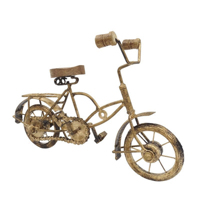 Figura de bicicleta antigua con grabado - decoración de metal y madera de 30 x 20 x 10 cm