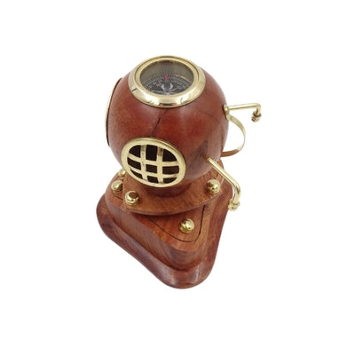 Casco pequeño de buceador retro con reloj y personalización