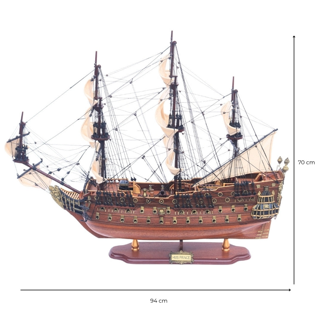 Gran modelo exclusivo del velero HMS Prince de 94cm con posibilidad de personalización mediante grabado