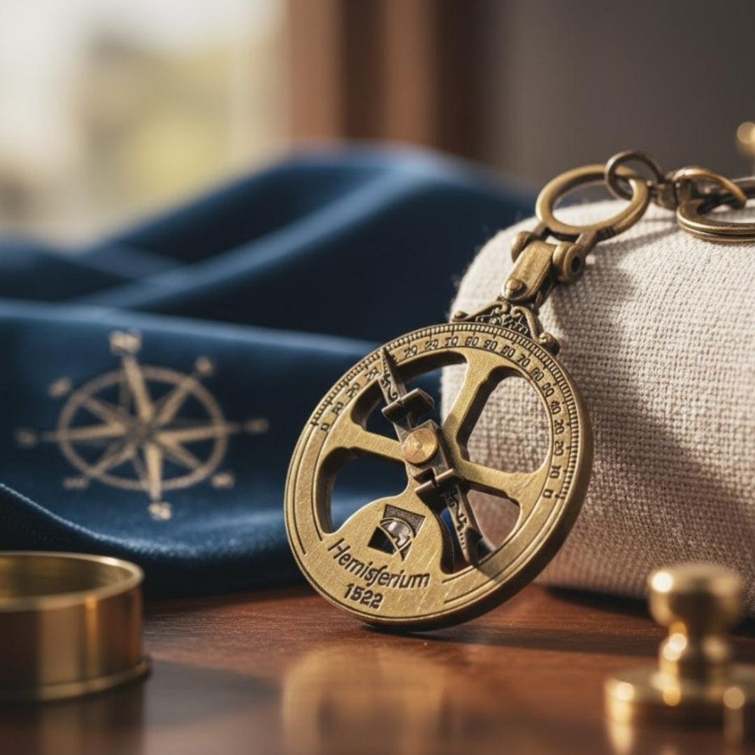 Brelok Marynistyczny Astrolabium H82 z Personalizowanym Grawerem - Idealny Prezent dla Miłośników Astronomii, Średnica 45 mm, Wykonany z Zamak - Stylowy Dodatek do Kluczy