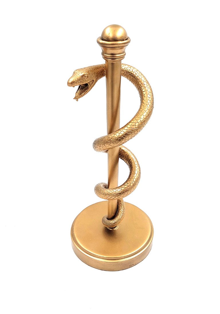 Bastón de Esculapio Dorado de 30 cm con posibilidad de personalización mediante grabado