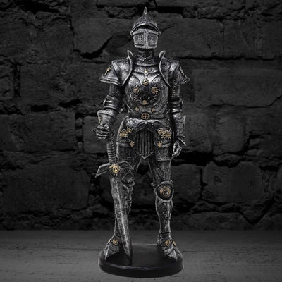 Figura decorativa Caballero en armadura plateada 39 cm con opción de grabado personalizado  