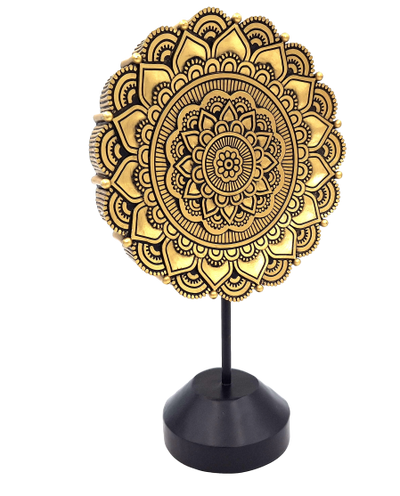 Figura mandala ovalada 35 cm - decoración budista dorada con posibilidad de personalización con grabado