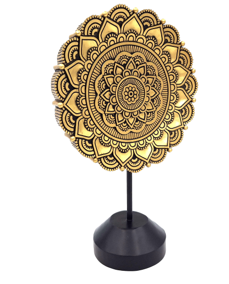 Figura mandala ovalada 35 cm - decoración budista dorada con posibilidad de personalización con grabado