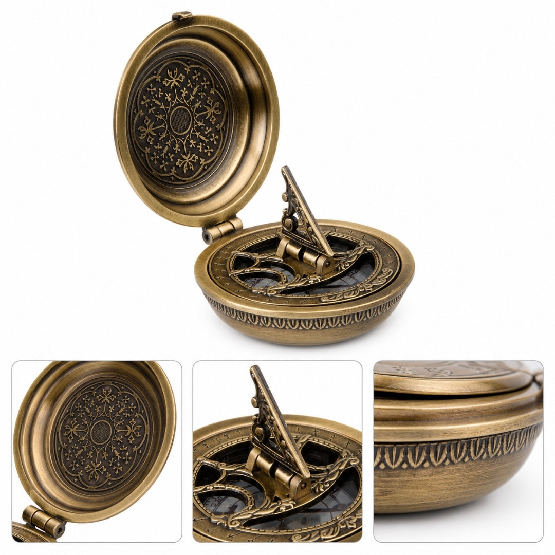 Brújula de latón Urania Propitia con reloj solar