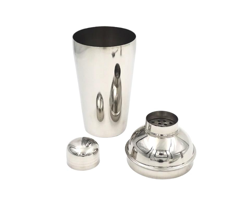 Set de Bar Steel 3 Piezas con Posibilidad de Personalización con Grabado - Coctelera 750 ml, Medidor 15/30 ml, Colador - Regalo Elegante para Amantes de los Cócteles, Acero Inoxidable, Color Plateado