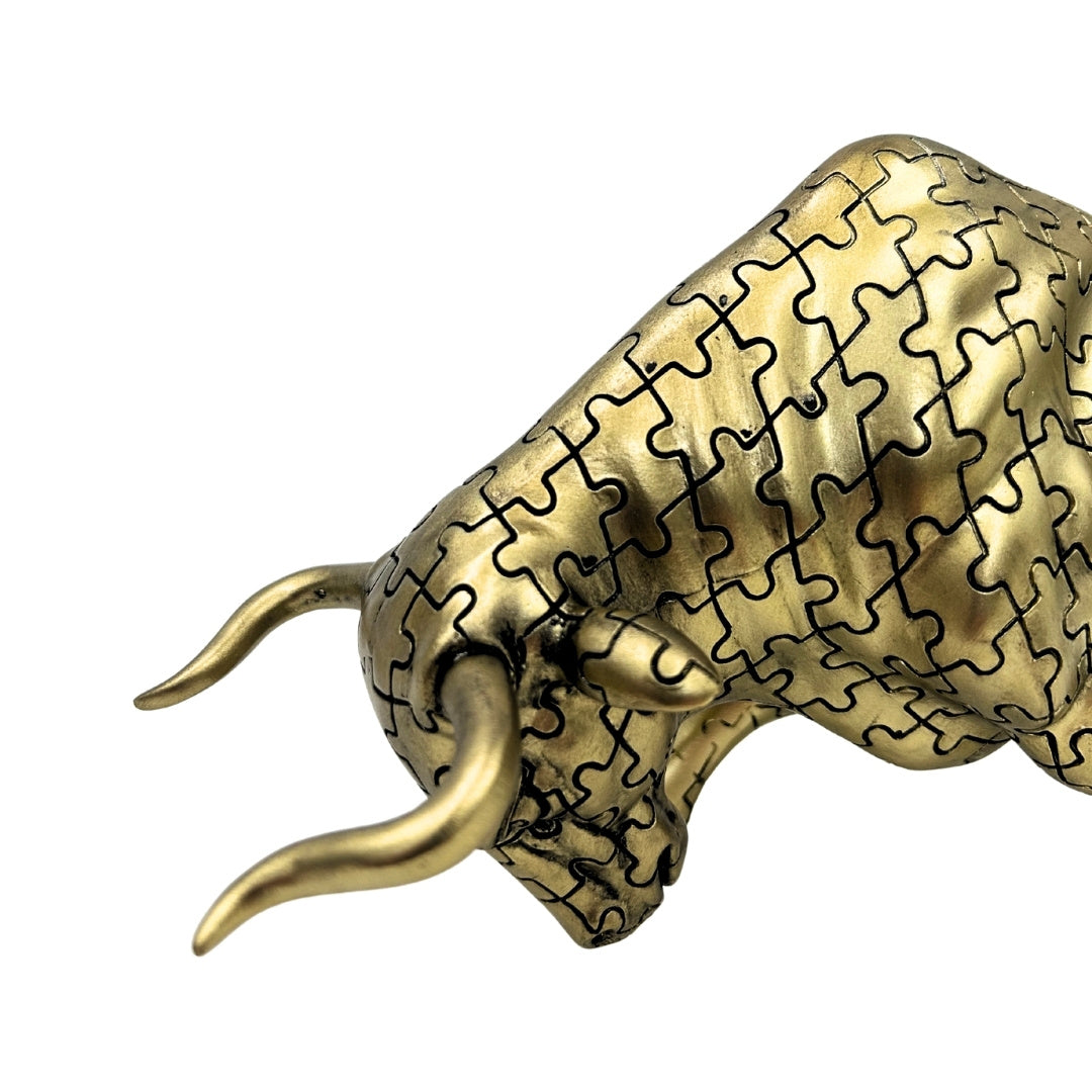 Figura decorativa de toro dorado con opción de grabado - elegante símbolo de fuerza y riqueza, 33,3 cm, polyresina