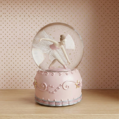 Bailarina de Ballet Bailando en Bola de Cristal de 12 cm con Posibilidad de Personalización con Grabado - Decoración Pastel Elegante para Regalo a Amantes del Ballet, Hecha de Poliresina y Vidrio