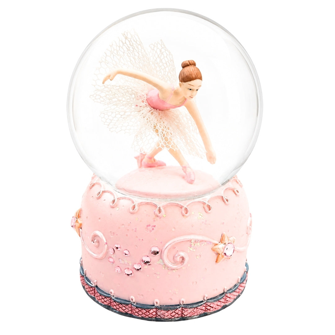 Bailarina de Ballet Bailando en Bola de Cristal de 12 cm con Posibilidad de Personalización con Grabado - Decoración Pastel Elegante para Regalo a Amantes del Ballet, Hecha de Poliresina y Vidrio