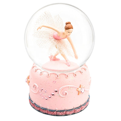Bailarina de Ballet Bailando en Bola de Cristal de 12 cm con Posibilidad de Personalización con Grabado - Decoración Pastel Elegante para Regalo a Amantes del Ballet, Hecha de Poliresina y Vidrio