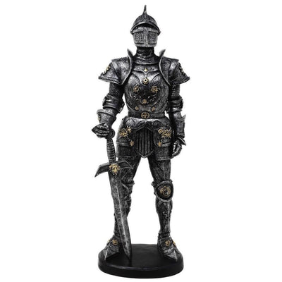 Figura decorativa Caballero en armadura plateada 39 cm con opción de grabado personalizado  