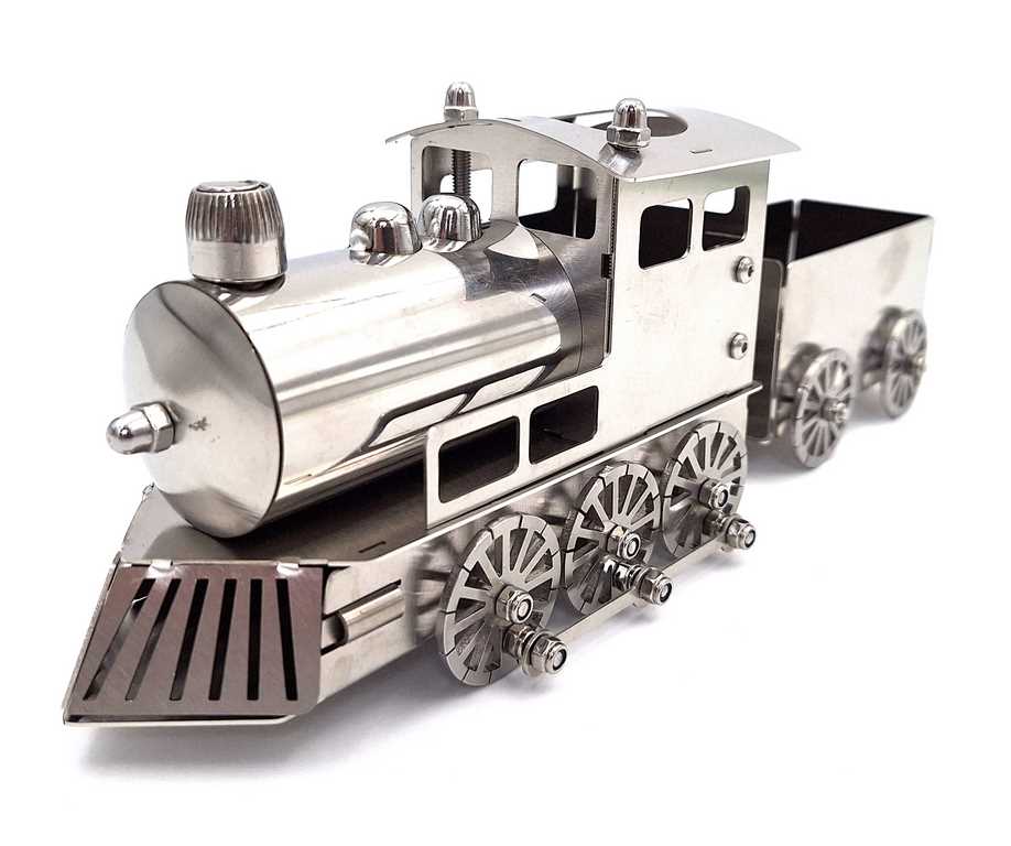 Modelo plateado de tren personalizable con grabado