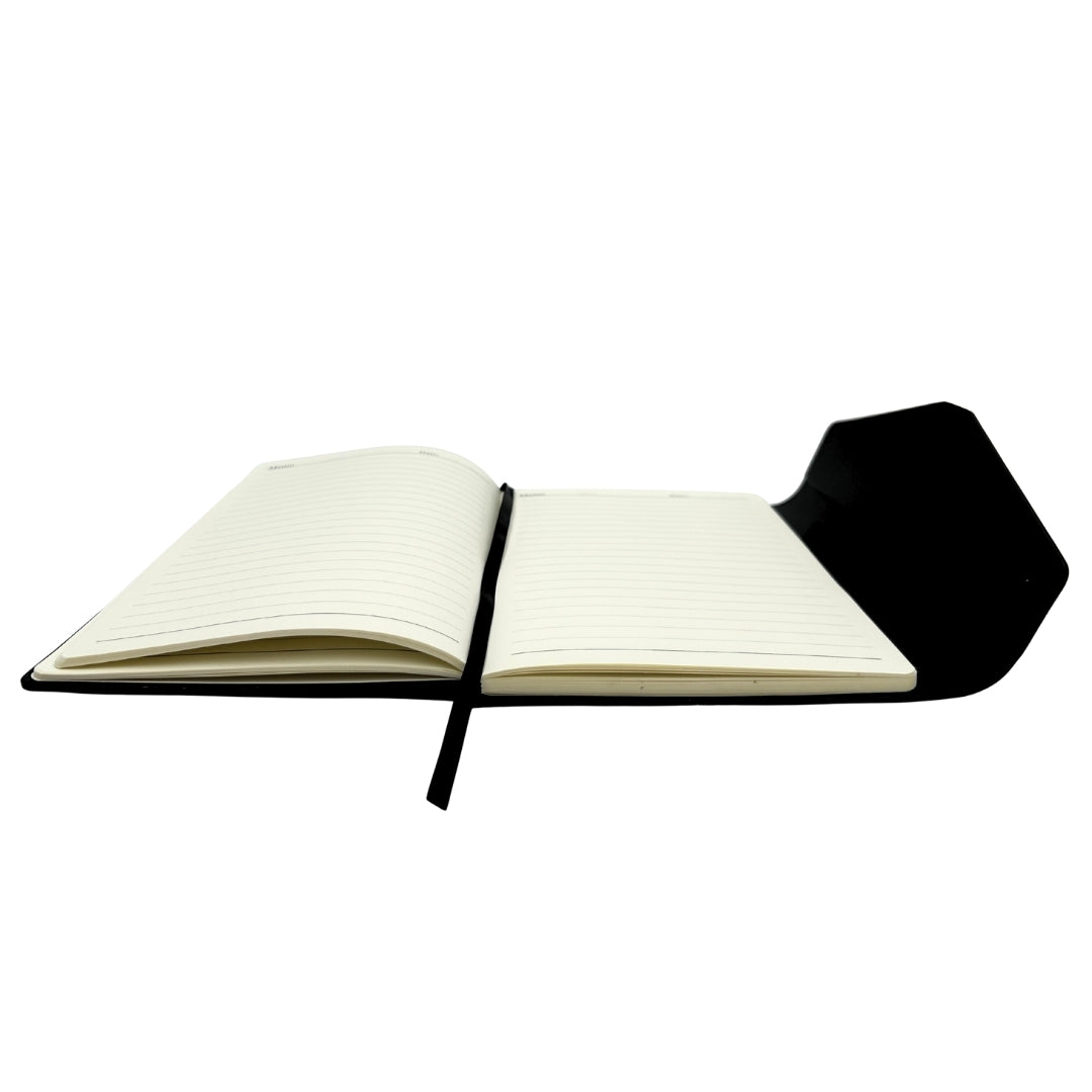 Elegante set de regalo premium con personalización – Cuaderno de cuero A5, bolígrafo y pendrive de 16GB en caja negro y dorado