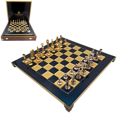 Ajedrez metálico clásico grande exclusivo Stauton S34 con grabado