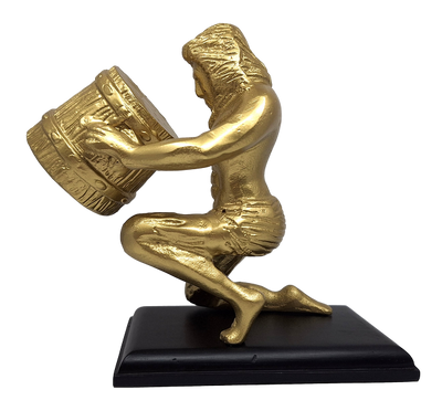 Figura decorativa dorada de Acuario AQU2 con posibilidad de personalización mediante grabado, regalo ideal para cualquier ocasión, altura 18 cm, diseño elegante de aluminio