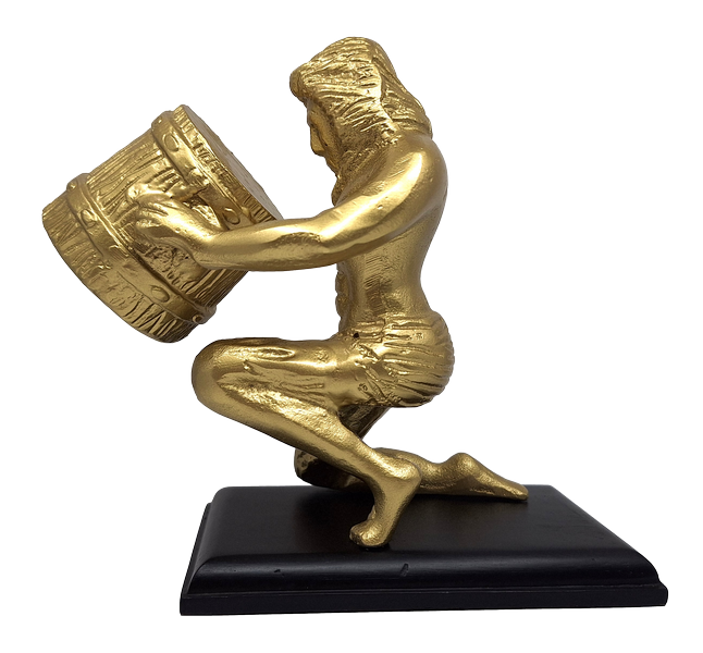 Figura decorativa dorada de Acuario AQU2 con posibilidad de personalización mediante grabado, regalo ideal para cualquier ocasión, altura 18 cm, diseño elegante de aluminio