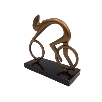 Figura de ciclista VB26/9 con grabado - Regalo elegante para ciclistas, altura 18 cm, latón y negro, decoración minimalista para interiores
