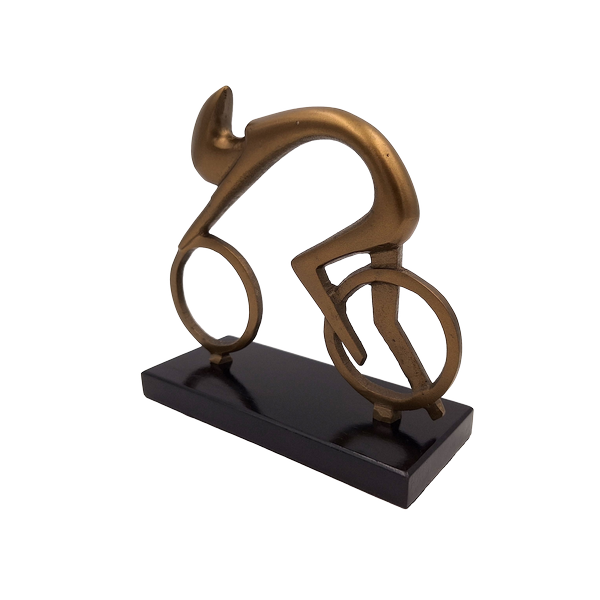 Figura de ciclista VB26/9 con grabado - Regalo elegante para ciclistas, altura 18 cm, latón y negro, decoración minimalista para interiores
