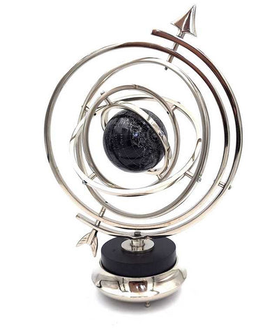 Astrolabio Esférico con Globo de 44,5 cm en Color Plateado con Posibilidad de Personalización con Grabado