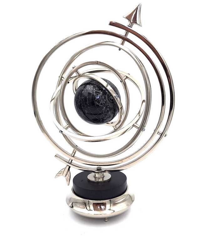 Astrolabio Esférico con Globo de 44,5 cm en Color Plateado con Posibilidad de Personalización con Grabado