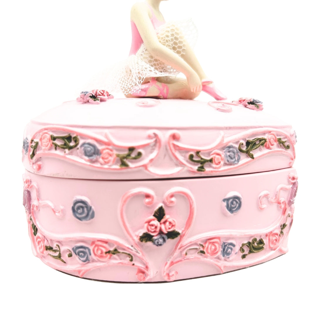Caja de Música Bailarina Corazón Lago de los Cisnes con Posibilidad de Grabado Personalizado, Rosa, 12,5 cm, Regalo Ideal para Cumpleaños o Aniversario