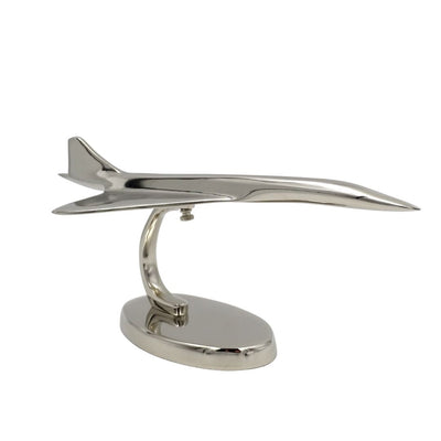 Modelo metálico de avión Concorde en color plateado con opción de grabado personalizado