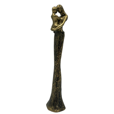 Figura moderna de madre con niño en dorado con grabado personalizado - altura 27 cm - regalo ideal para el Día de la Madre, cumpleaños o inauguración - estilo glamour con elementos en negro - polyresina
