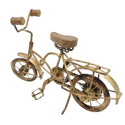 Figura de bicicleta antigua con grabado - decoración de metal y madera de 30 x 20 x 10 cm