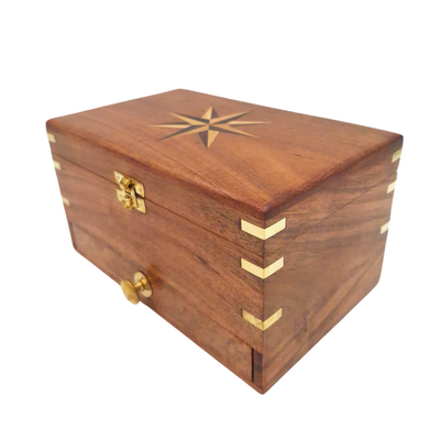 Elegante caja de madera para joyas con espejo y grabado personalizado
