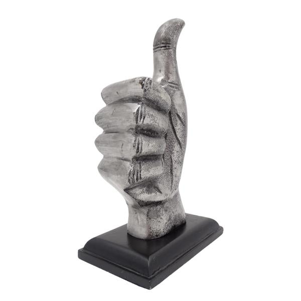 Figura decorativa pulgar "OK" de aluminio 20 cm con opción de personalización con grabado