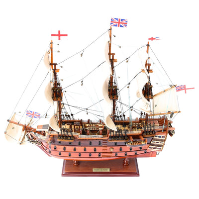 Modelo montado del velero HMS Victory de 54 cm - Réplica hecha a mano con posibilidad de personalización mediante grabado - Regalo ideal para amantes de la navegación - Alta calidad, elegante base de madera