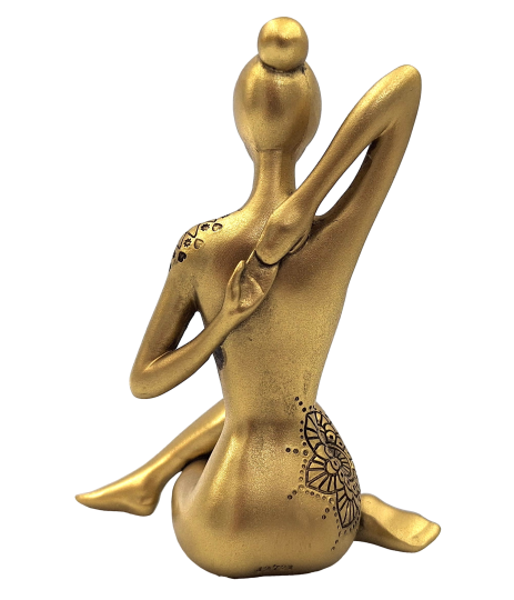 Figura decorativa dorada Yoga con posibilidad de personalización con grabado