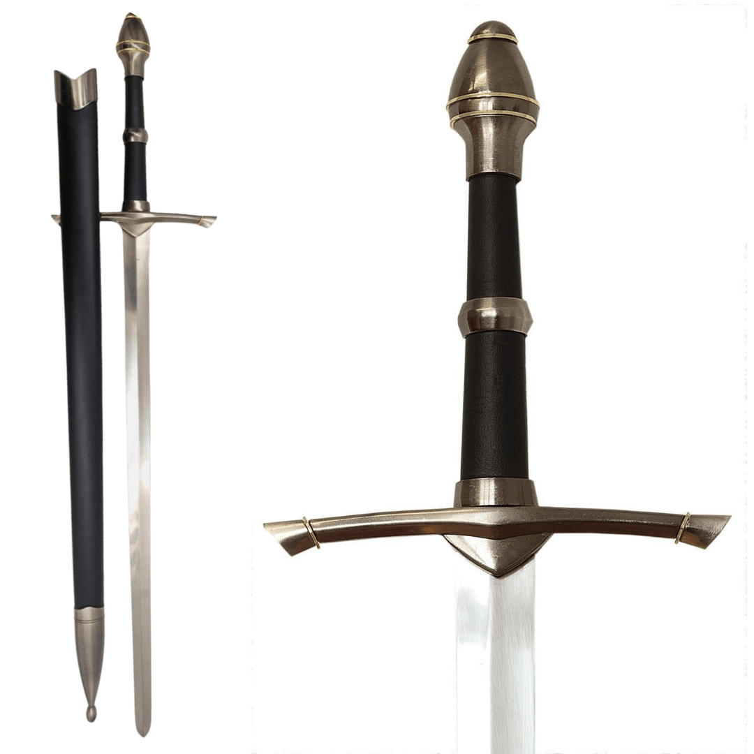 Espada de caballero de acero con vaina de 105 cm: elegante réplica de acero inoxidable con posibilidad de grabado