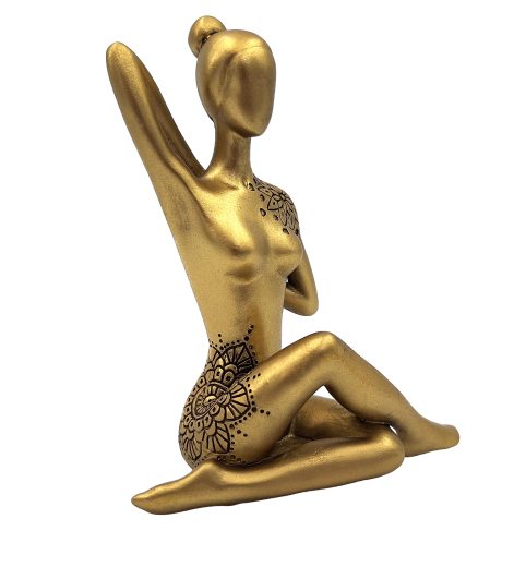 Figura decorativa dorada Yoga con posibilidad de personalización con grabado