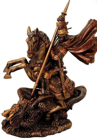 Figura de San Jorge de Poliresina, 13 cm, Posibilidad de Personalización con Grabado, Regalo Ideal para Varias Ocasiones