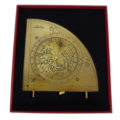 Cuadrante solar de latón Gunter H39 con base de madera, opción de personalización con grabado, regalo ideal para amantes de la astronomía, altura 17 cm, elegante embalaje para regalo