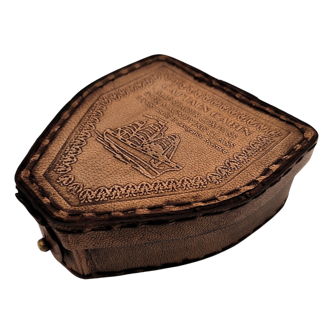 Brújula del viajero con grabado personalizado en estuche de cuero - gadget retro de latón para regalo, 9,25 cm con inscripción inspiradora