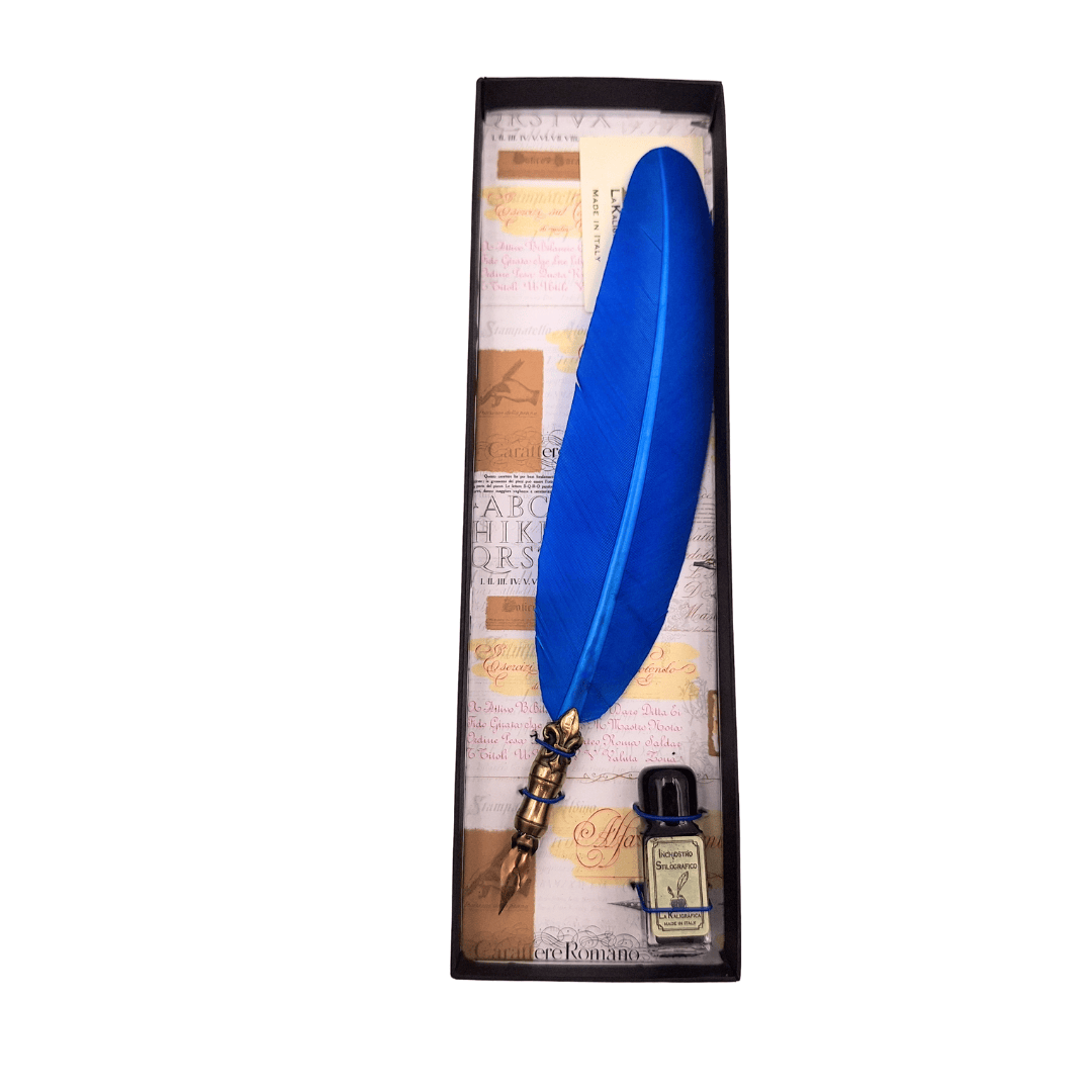 Set de caligrafía con pluma azul y opción de grabado personalizado