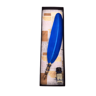 Set de caligrafía con pluma azul y opción de grabado personalizado