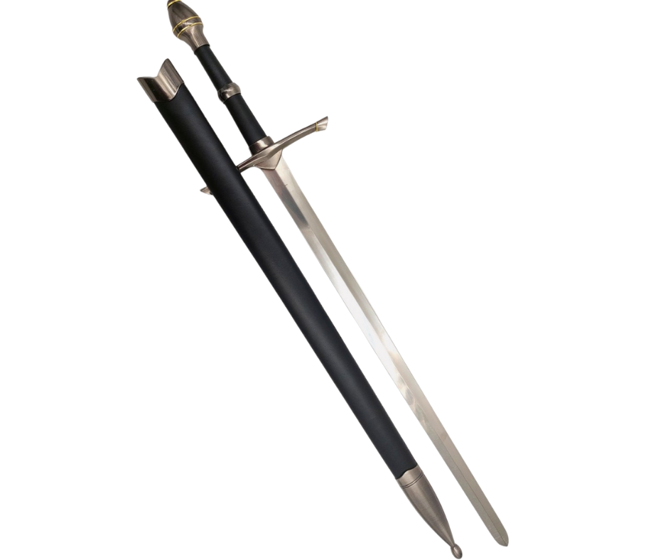 Espada de caballero de acero con vaina de 105 cm: elegante réplica de acero inoxidable con posibilidad de grabado