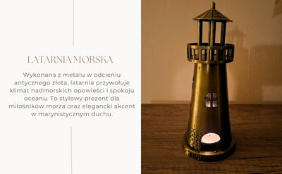 Faro portavelas para tealight de 18,5 cm en dorado antiguo con opción de grabado