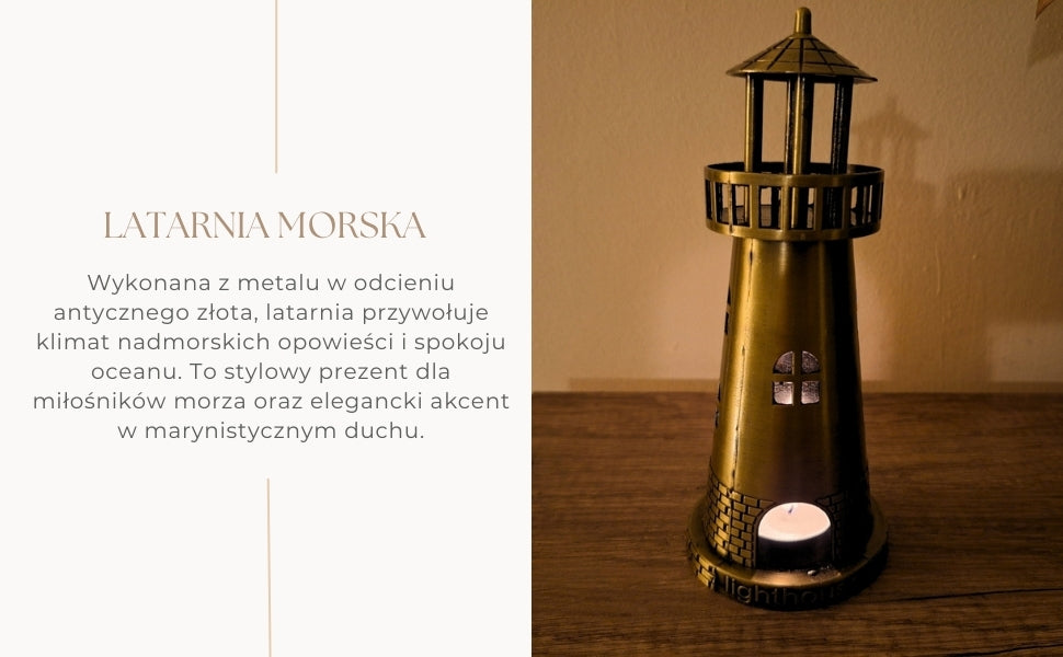 Faro portavelas para tealight de 18,5 cm en dorado antiguo con opción de grabado